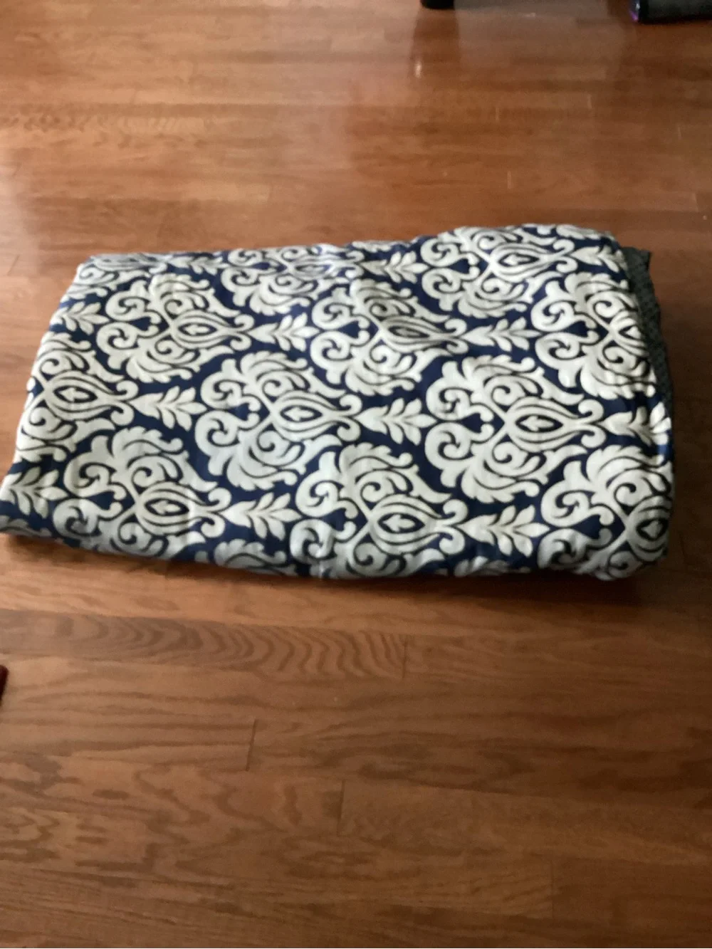 Navy and Cream Damask Decorative California King With Pillow Case Set